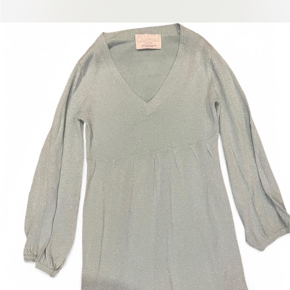 Elegant Long Sleeve V-Neck Top - Baby Blue